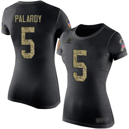 Carolina Panthers Black Camo Women Michael Palardy Salute to Service NFL Football #5 T Shirt->women nfl jersey->Women Jersey